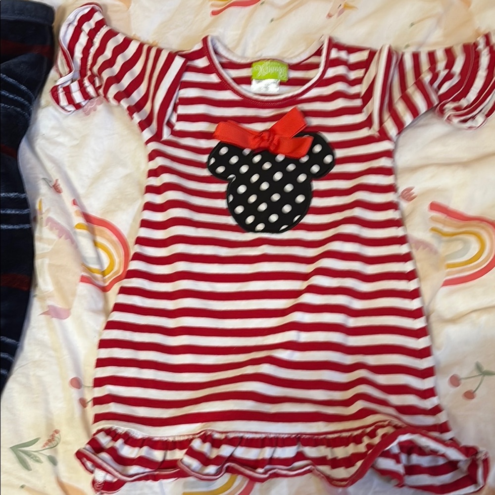 Red and White Striped Dress with Polka Dot Bow